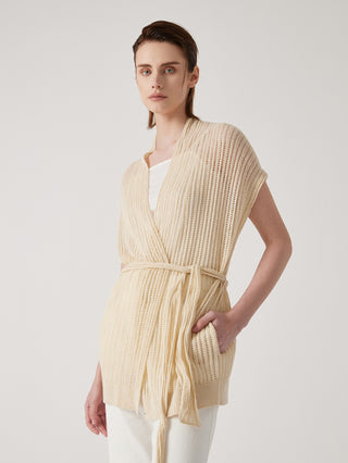 Women's Linen Long Hollowed Cardigan