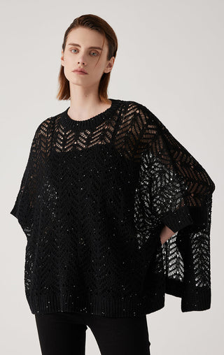 Linen Blend Women's Sequin Knit Pullover