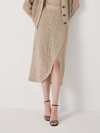 Women's translucent half-bleached linen skirt