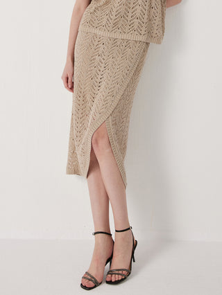 Women's translucent half-bleached linen skirt