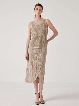 Women's translucent half-bleached linen skirt