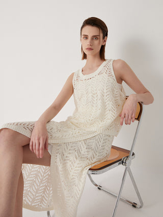 Women's translucent half-bleached linen skirt