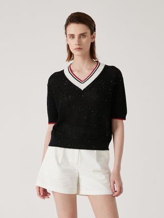 Half-Bleached Linen Women's V-Neck Pullover