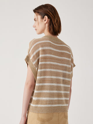 Women's Linen Blend Striped Knit Top