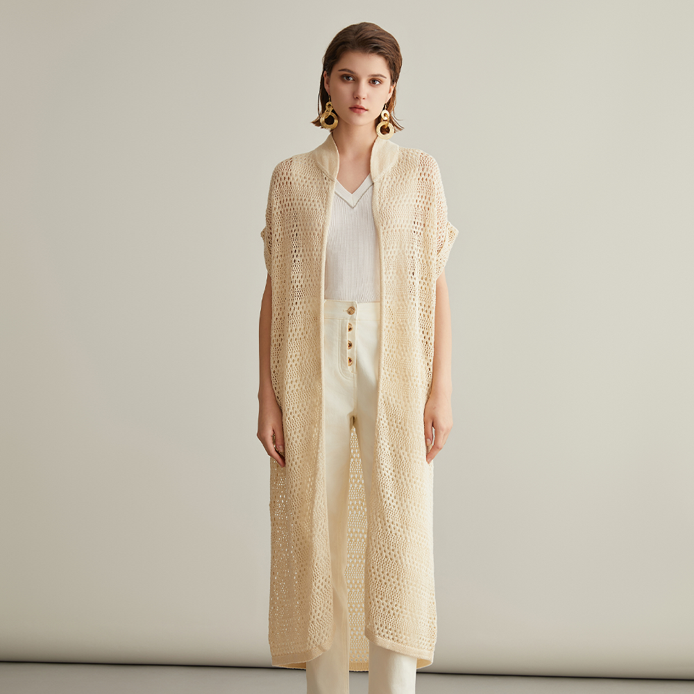 Women's Clothing Linen Silk Long Knitted Cardigan