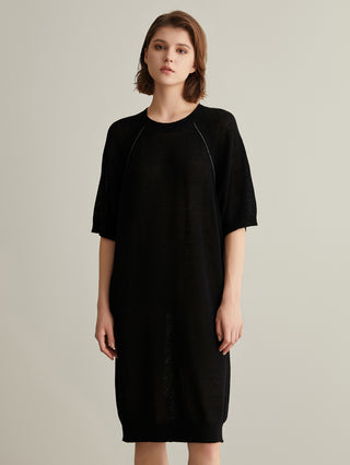 Women's Black Linen Knit Dress