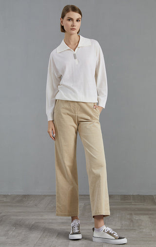 Women's Light Luxury Collar Merino Wool Knitted Pullover Top