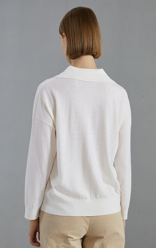 Women's Light Luxury Collar Merino Wool Knitted Pullover Top