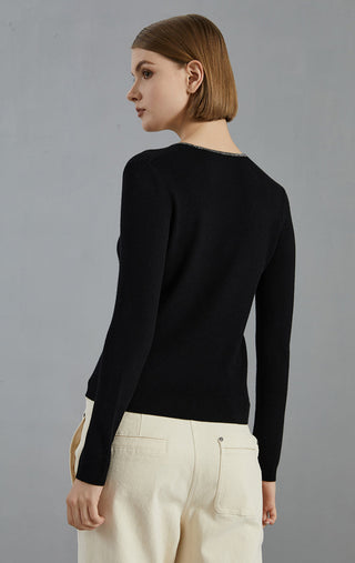 Women's Merino Wool U-Neck Knitted Pullover Top