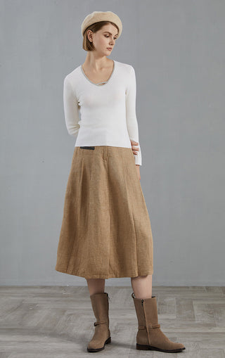 Women's Merino Wool U-Neck Knitted Pullover Top