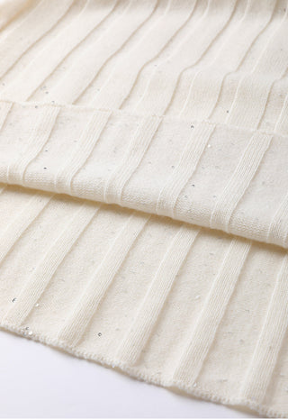 Cashmere fine sequin Ribbed Knit Skirt - serathinan 