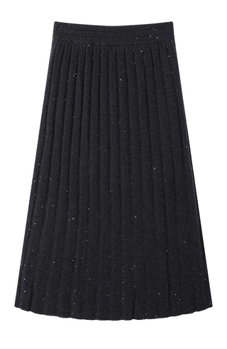 Cashmere fine sequin Ribbed Knit Skirt - serathinan 
