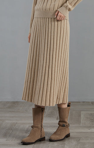 Cashmere fine sequin Ribbed Knit Skirt - serathinan 
