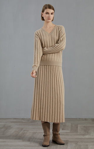 Cashmere fine sequin Ribbed Knit Skirt - serathinan 