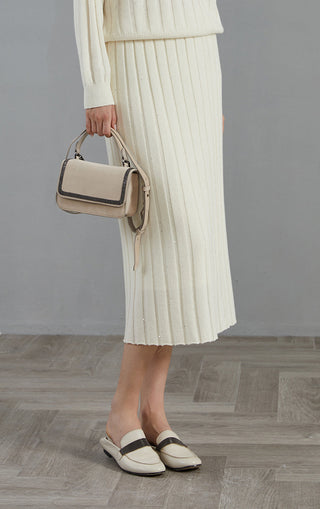 Cashmere fine sequin Ribbed Knit Skirt - serathinan 