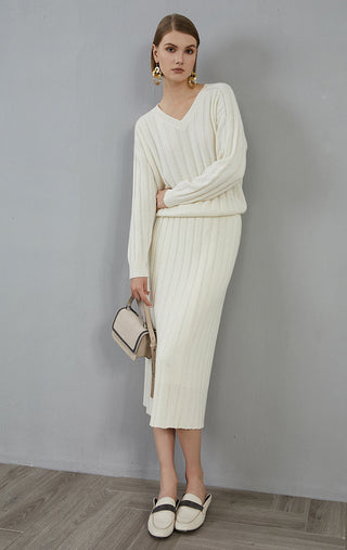 Cashmere fine sequin Ribbed Knit Skirt - serathinan 