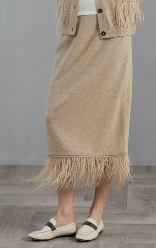 Cashmere Feather Trim Skirt - serathinan 