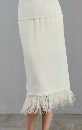 Cashmere Feather Trim Skirt - serathinan 