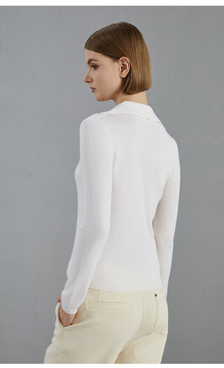 Women's Large U-Neck Knit Long-Sleeve Top