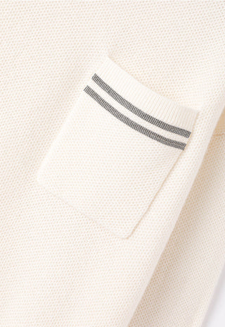 Wool Knit Sweater with Dual Stripe Pocket Detail
