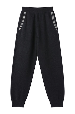 Wool Knit Trousers with Beaded Chain
