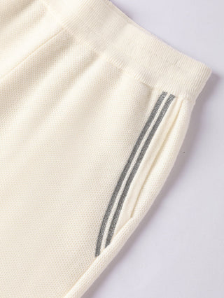 Wool Knit Trousers with Beaded Chain