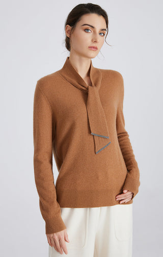 Cashmere Tie-Neck Sweater