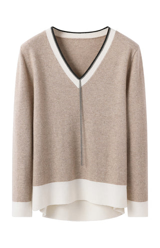 Cashmere Knit Top with Shimmer Chain Detail