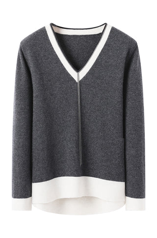 Cashmere Knit Top with Shimmer Chain Detail