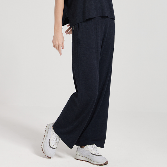 2025 Women's wool silk solid color straight leg pants