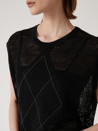 Women’s Clothing Summer Hollow-Out Linen Knit Vest