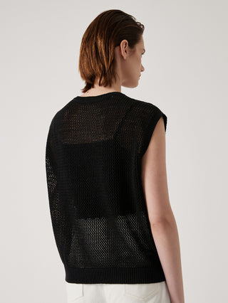 Women’s Clothing Summer Hollow-Out Linen Knit Vest