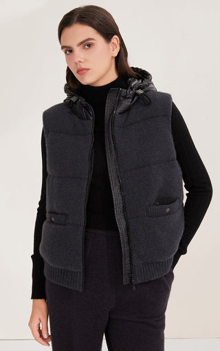 Wool-Blend Women's Hooded Down Vest
