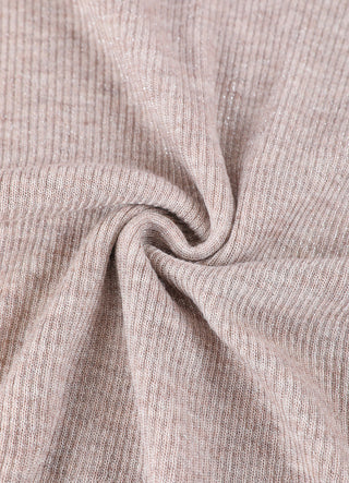 Camel ribbed knit fabric texture of polo pullover neckline area