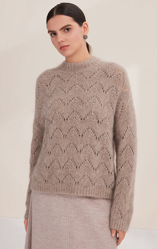 Alpaca Blend Women's Openwork Mohair Knit Sweater