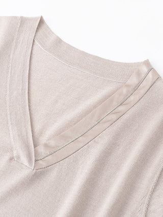 Wool and Silk Blend V-Neck Knit Tee