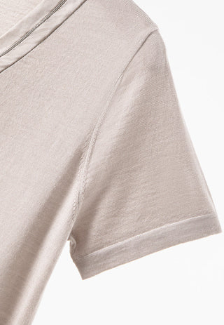 Wool and Silk Blend V-Neck Knit Tee