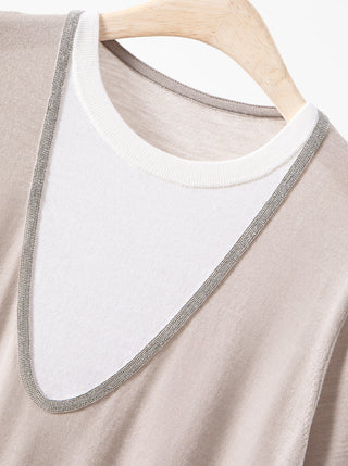 Wool and Silk Blend  Layered Knit Tee