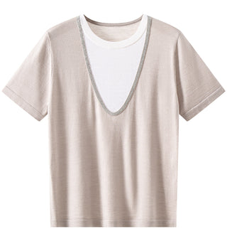 Wool and Silk Blend  Layered Knit Tee