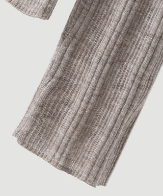 Wool Blend Split-Neck Metallic Knit Top