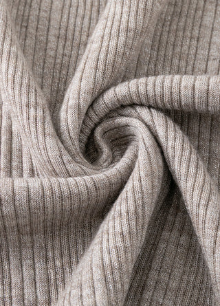 Wool Blend Split-Neck Metallic Knit Top