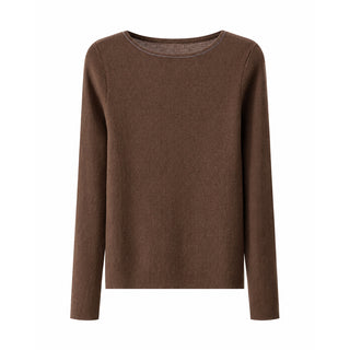 Crew Neck Ribbed Wool Knit Top