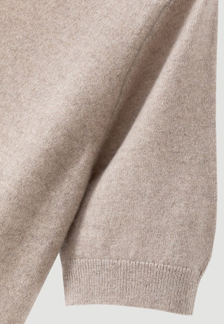 Khaki cashmere knit sleeve with ribbed cuff and smooth side seam