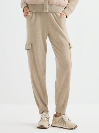 Cashmere Cargo Jogger Pants – Taupe – front model view