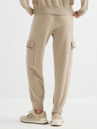Cashmere Cargo Jogger Pants – Taupe – back view