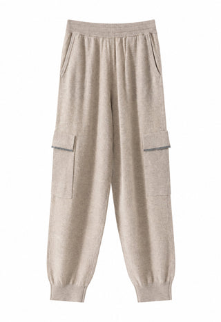 Cashmere Cargo Jogger Pants – Taupe – front product view