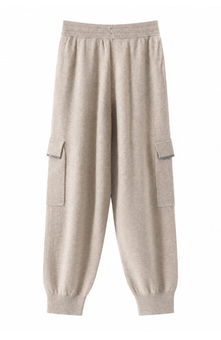 Cashmere Cargo Jogger Pants – Oatmeal – front product view
