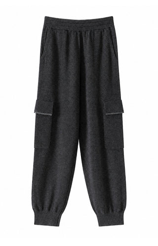 Cashmere Cargo Jogger Pants – Graphite Grey – front product view