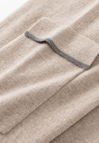 Cashmere Cargo Jogger Pants – Taupe – cargo pocket flap detail