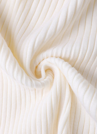White wool ribbed cutout knit sweater, fabric close-up